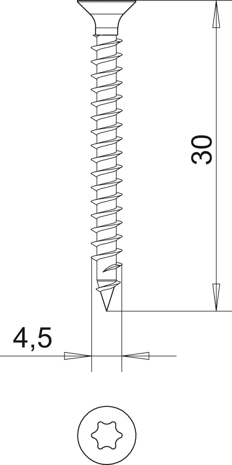 BETTERMANN Senkkopfschraube TX 4,5x30mm 4759T 4.5x30 T20 ST L30mm
