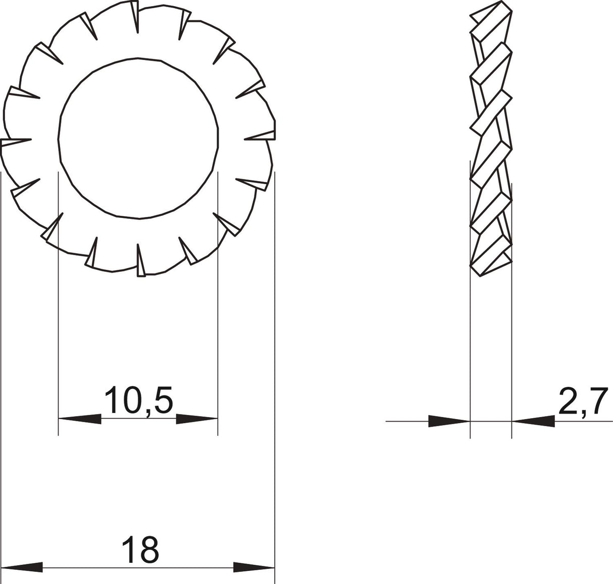 BETTERMANN Fächerscheibe M10 VA V4A SWS M10 A4 off.Außenverz