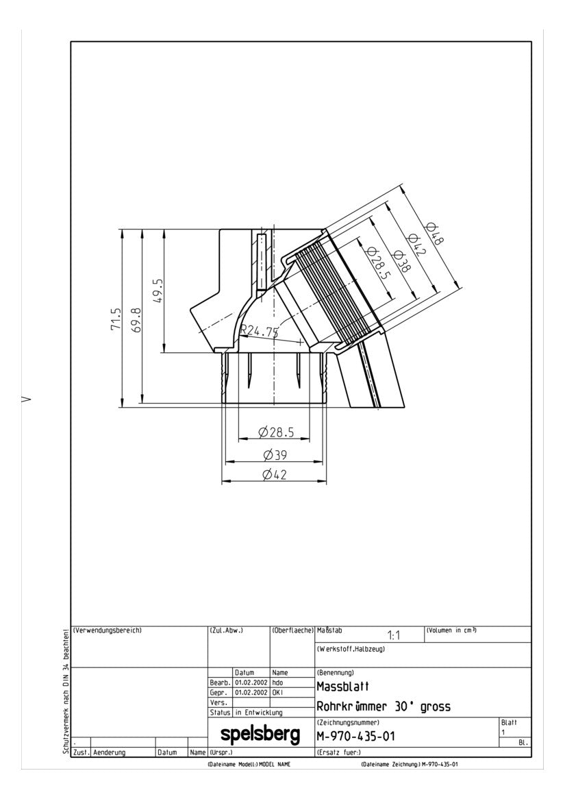 SPELSBERG Gewindebogen 32mm Kst unbeh ROK 32 hfr