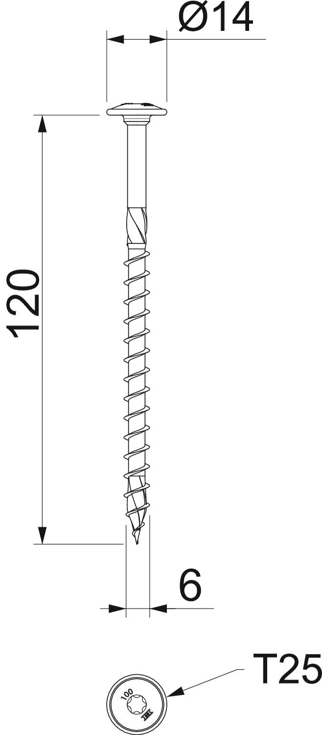 BETTERMANN Tellerkopfschraube TX 6x120mm HT 6x120 TD ST L120mm