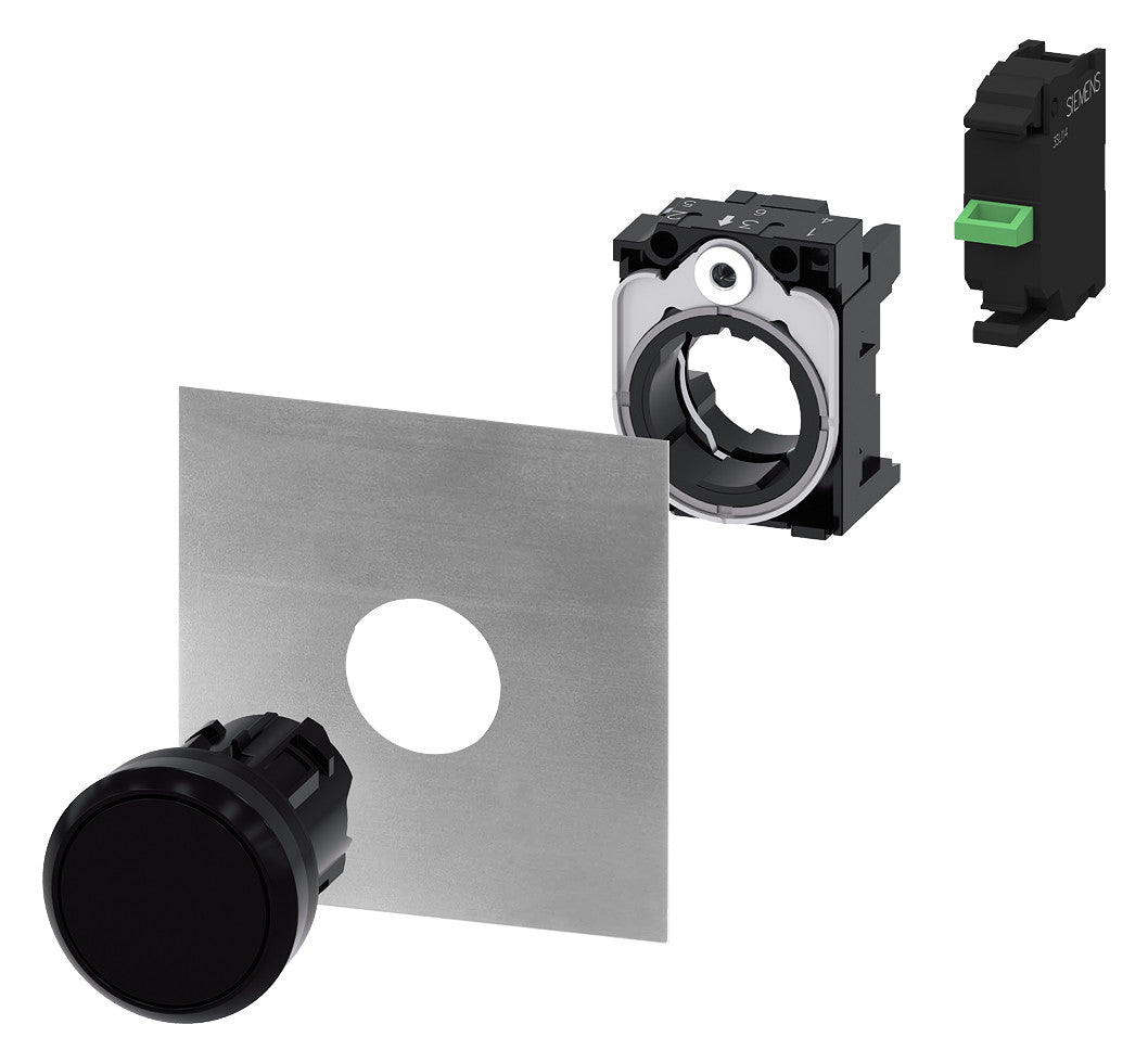 SIEMENS Drucktaster Front 1f sw 22mm 3SU1000-0AB10-0AA0 rnd 29,45x10,4mm