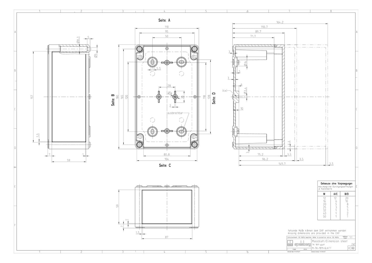 SPELSBERG Leergehaeuse IP66 11150601, 111x180x110mm PS1811-11-TO