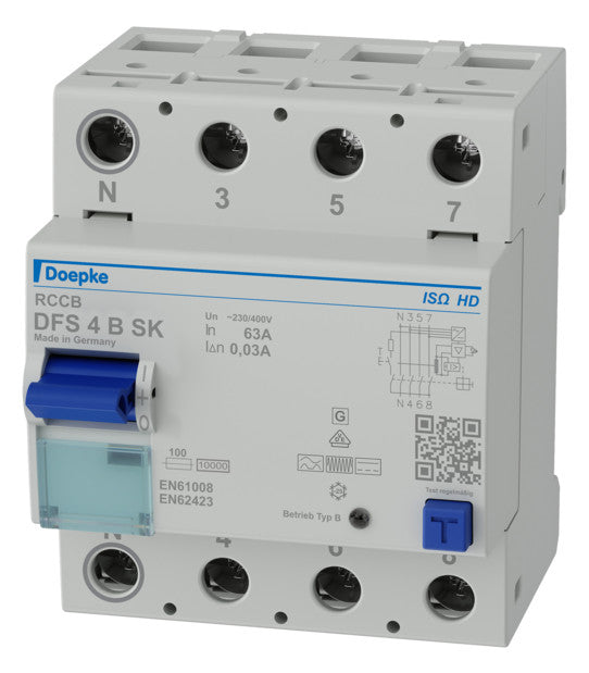 DOEPKE FI-Schutzschalter B 4p 400V 63A DFS4 063-4/0,03-B SK ISO HD 0,03A 4TE