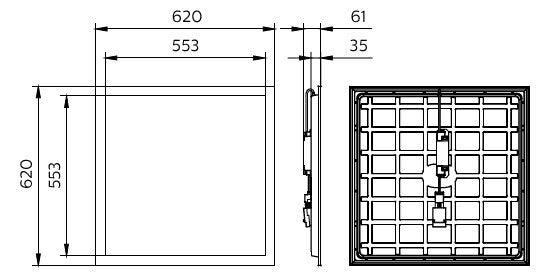 PHILIPS-LICHT LED-Panel 625x625mm 22-31W CoreLine RC133V G6 29_36_43S/830_40 PSU
