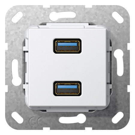 GIRA Tragring USB 2f rws Schraubbef 568503 ohne Beschriftungsfeld