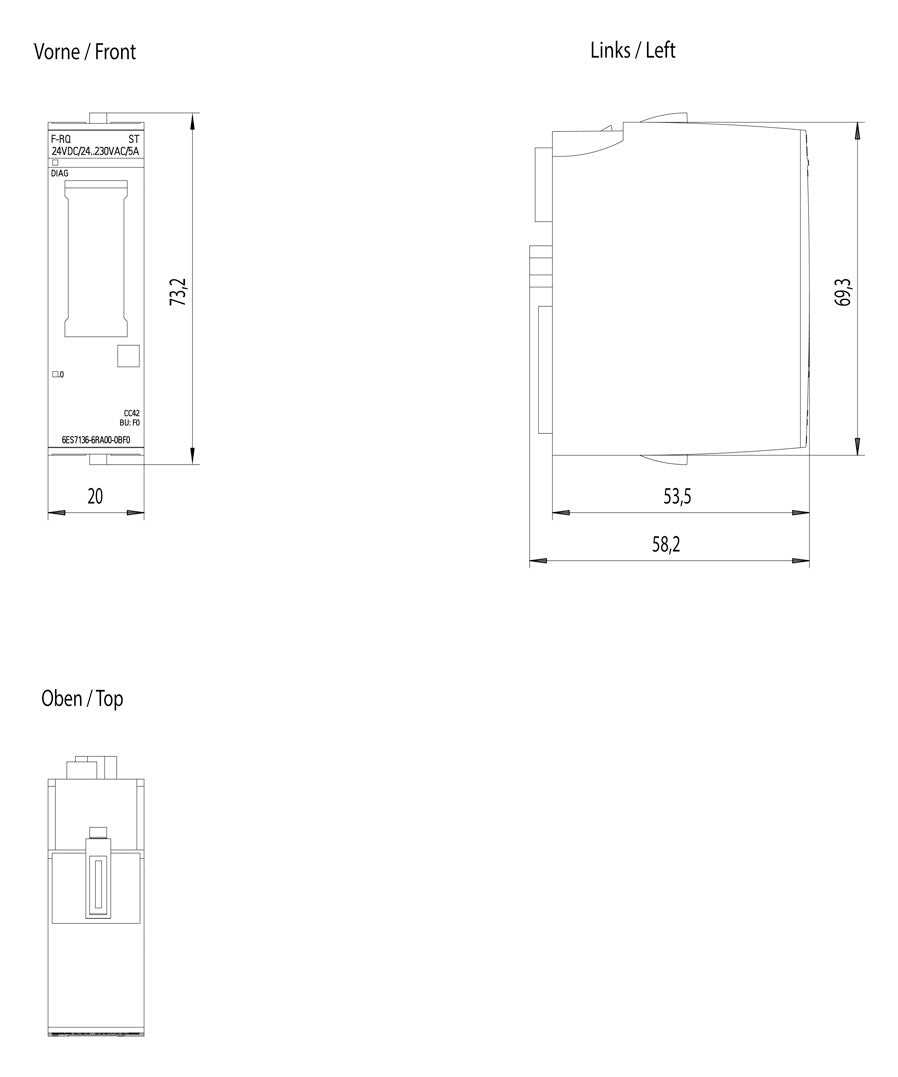 SIEMENS Digital I/O-Modul DC 20,4-28,8V 6ES7136-6RA00-0BF0 1Ausg 24V