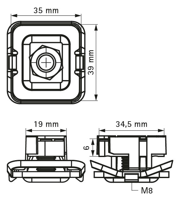 Walraven Schiebemutter RapidStrut G2 M8 41x43x24 Edelstahl V4A m. Klemmfeder POM | 665175108