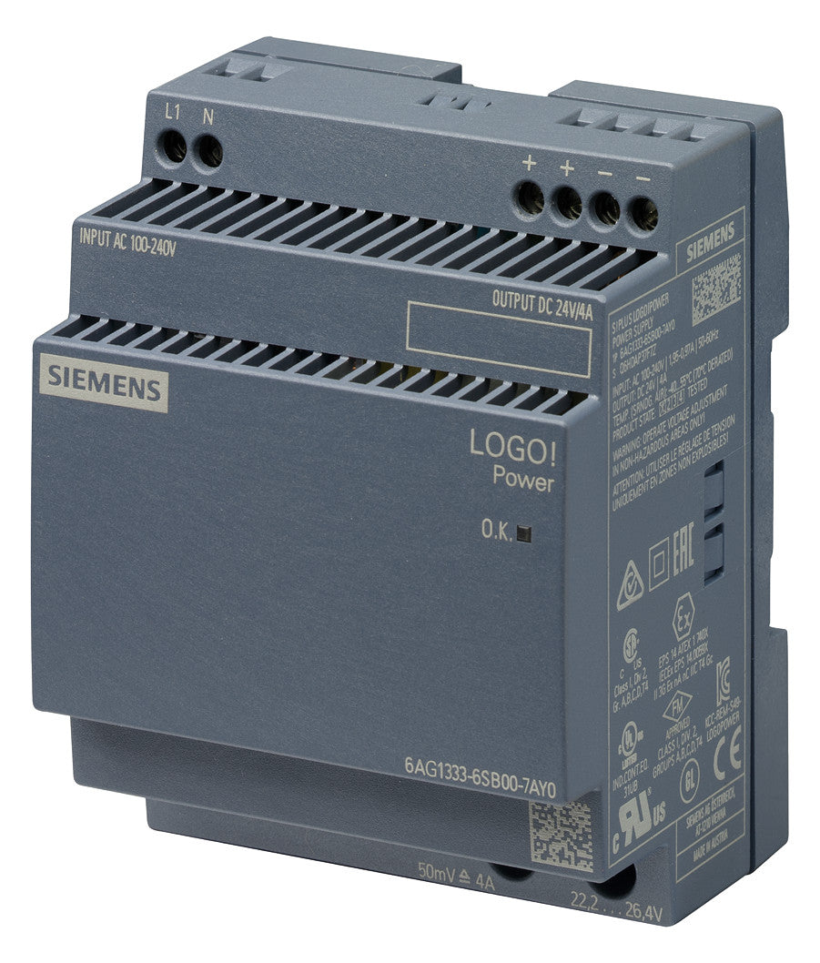 SIEMENS Gleichstromversorgung REG 24V 4A LOGO! 6AG1333-6SB00-7AY0 96W 240VUC