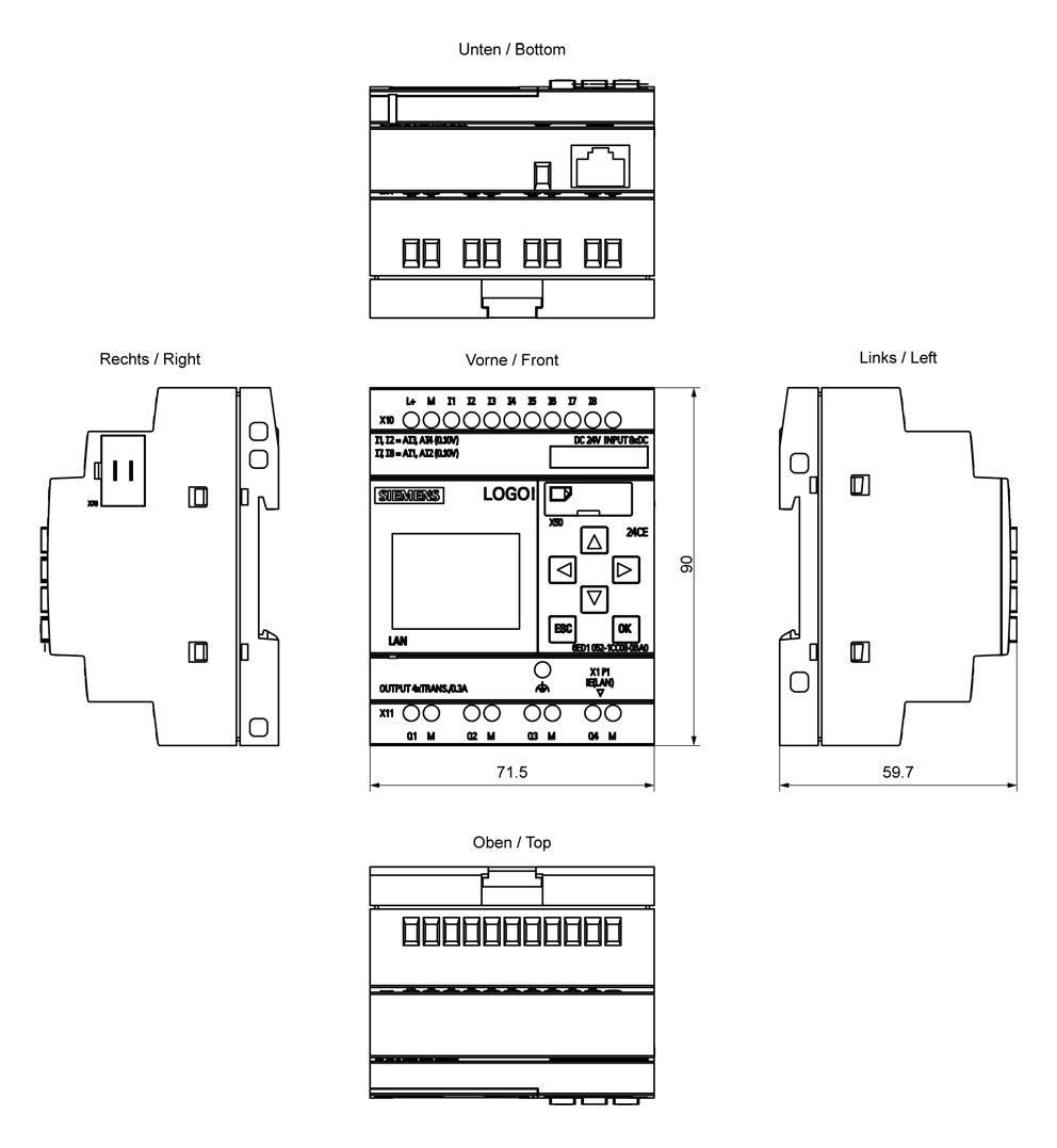 SIEMENS SPS-Steuerung modular 8digiEing LOGO! 6ED1052-1CC08-0BA2 20,4-28,8VDC