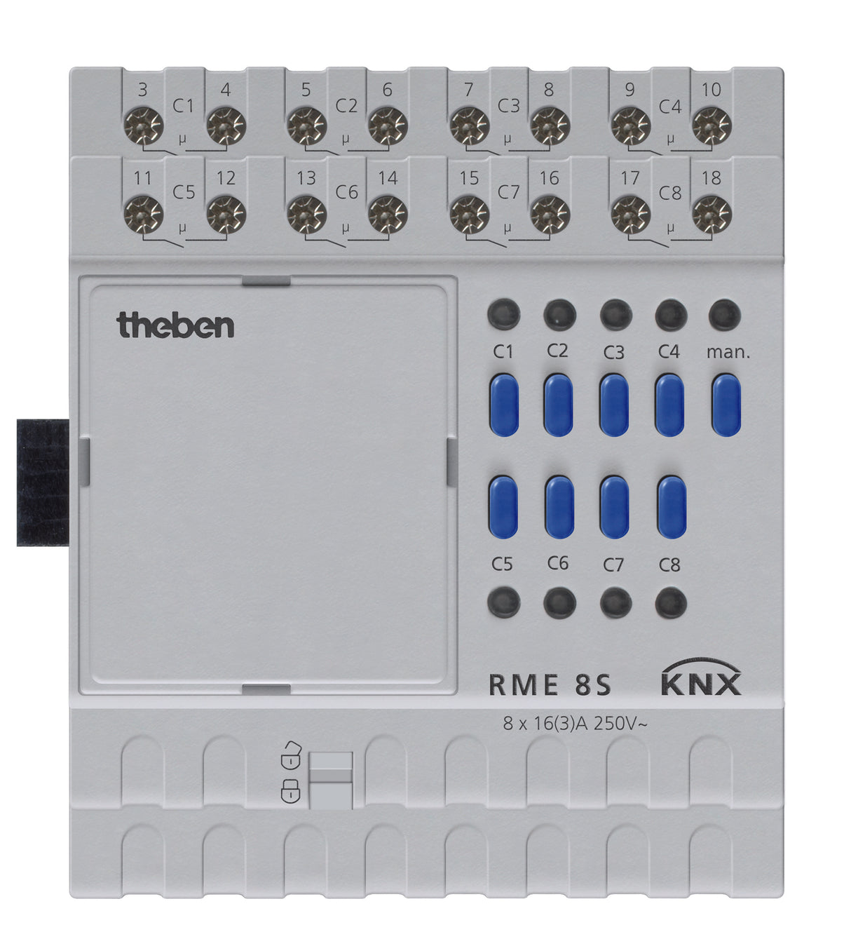 THEBEN Schaltaktor KNX REG 4TE 8f 16A RME 8 S KNX 110-230V Handbedien