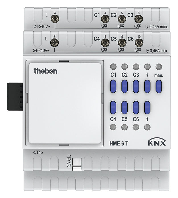 THEBEN Heizungsaktor KNX REG 6Ausg 0,45A HME 6 T KNX 24-250V Handschaltung