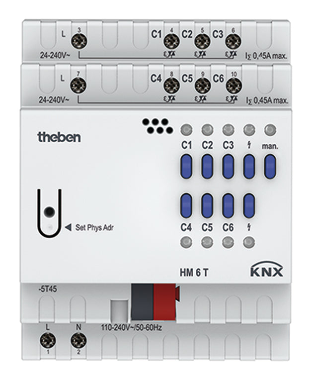 THEBEN Heizungsaktor KNX REG 6Ausg 0,45A HM 6 T KNX 24-240V Handschaltung