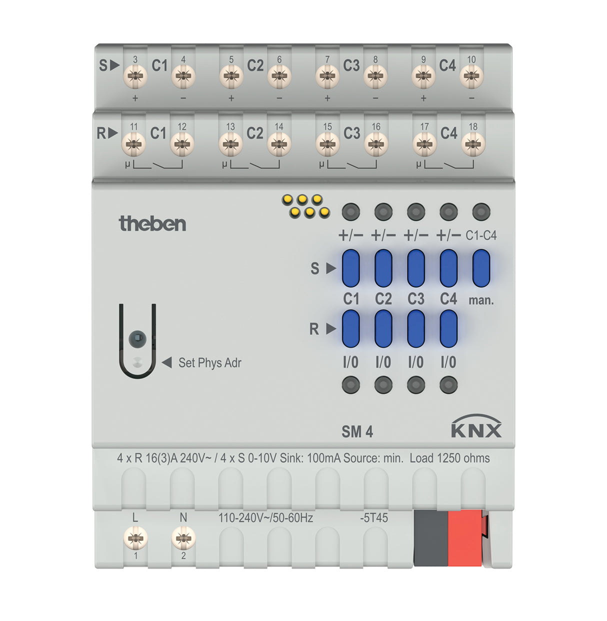 THEBEN Lichtsteuergerät KNX REG 4TE SM 4 KNX 1-10V 4Ausg Handbedien