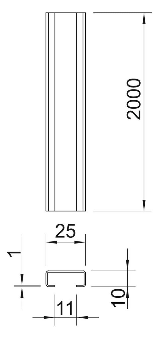 BETTERMANN C-Profilschiene ST 11mm D1mm CL2510UP2000FS 2000x25x10mm