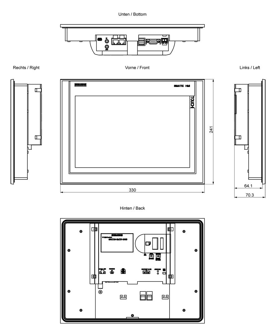 SIEMENS Grafik-Panel m.Farbdisplay DC 6AV2124-0MC01-0AX0 19,2-28,8V 2HW/IE
