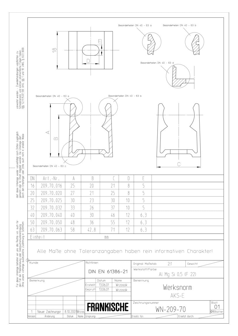 FRÄNKISCHE Befestigungsschelle Rohr alu AKS-E 16 16mm unbeh