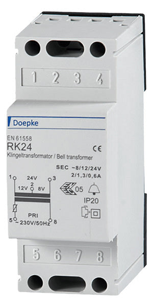 DOEPKE Klingeltransformator 230V REG 2TE RK 24 8/12/24V 2/1,3/0,6A