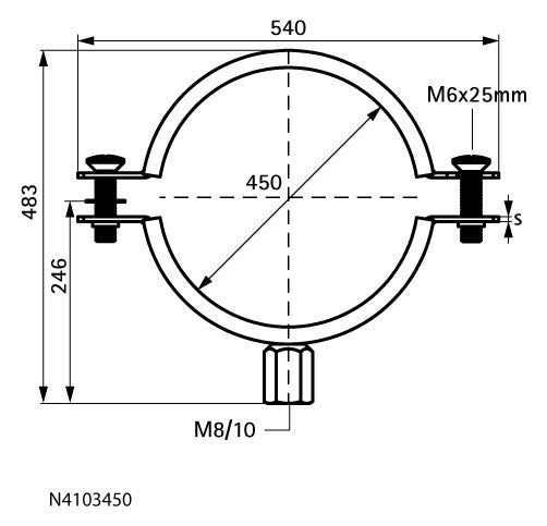 Walraven Lüftungsschelle N ev 450 mm EPDM M8/M10 Zweischraubenschelle | N4103450