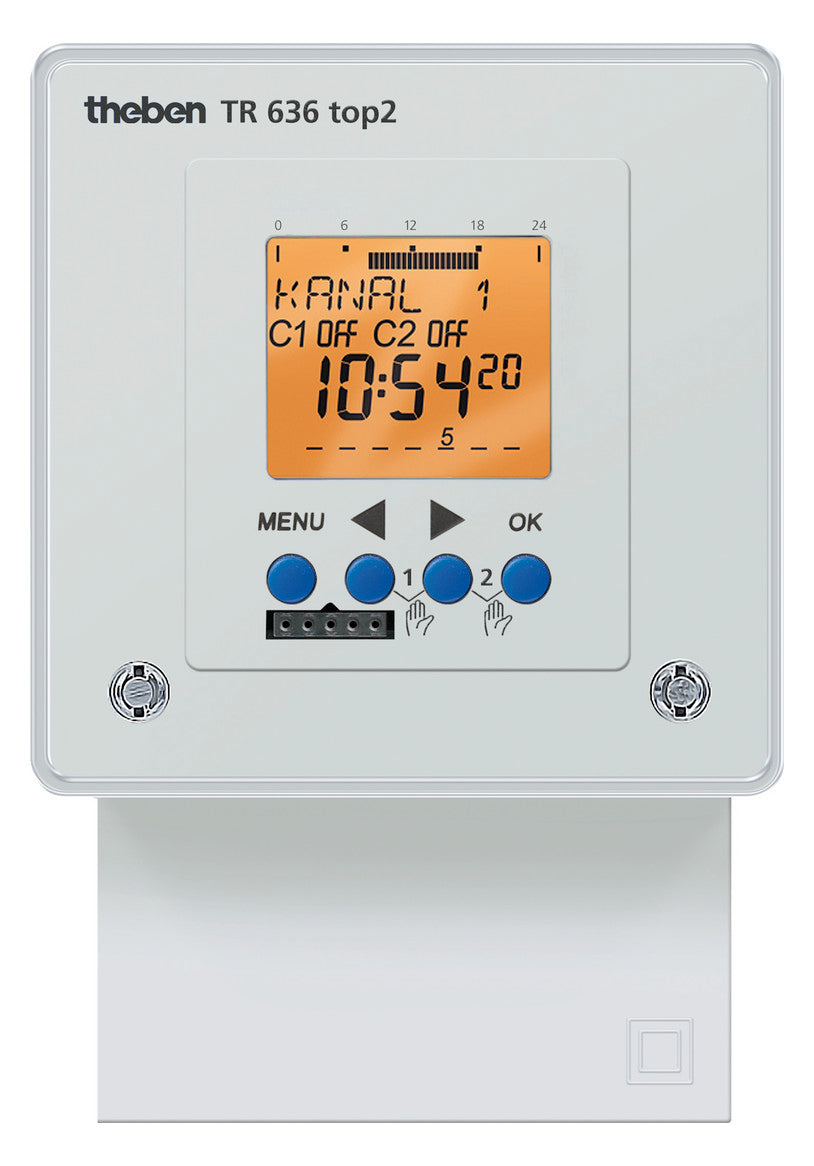 THEBEN Schaltuhr digi 230-240VAC 2kan TR 636 top2 87600h FR-Einb 24h Prog