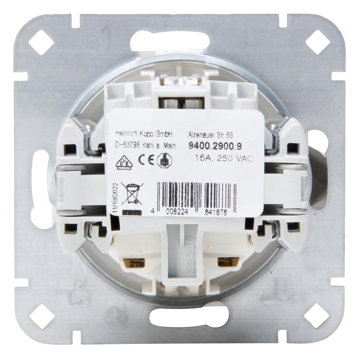 KOPP Steckdose 1f rws glz UP m.BS IP20 940029009