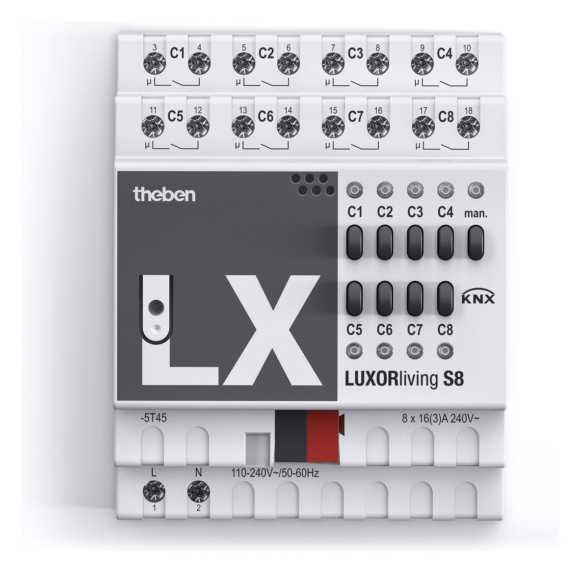 THEBEN Schaltaktor KNX REG 4TE 8f 16A LUXORliving S8 2000W 110-230V