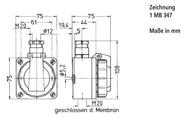 MENNEKES Steckdose 1f bl mt AP Klappd 10863 IP68