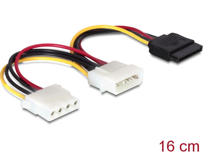 Delock Stromkabel 4 Pin Stecker zu SATA 15 Pin Buchse + 4 Pin Buchse