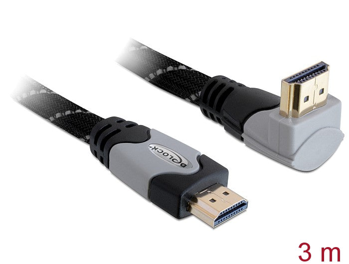 Delock Kabel High Speed HDMI mit Ethernet – HDMI A Stecker > HDMI A Stecker gewinkelt 4K 3 m