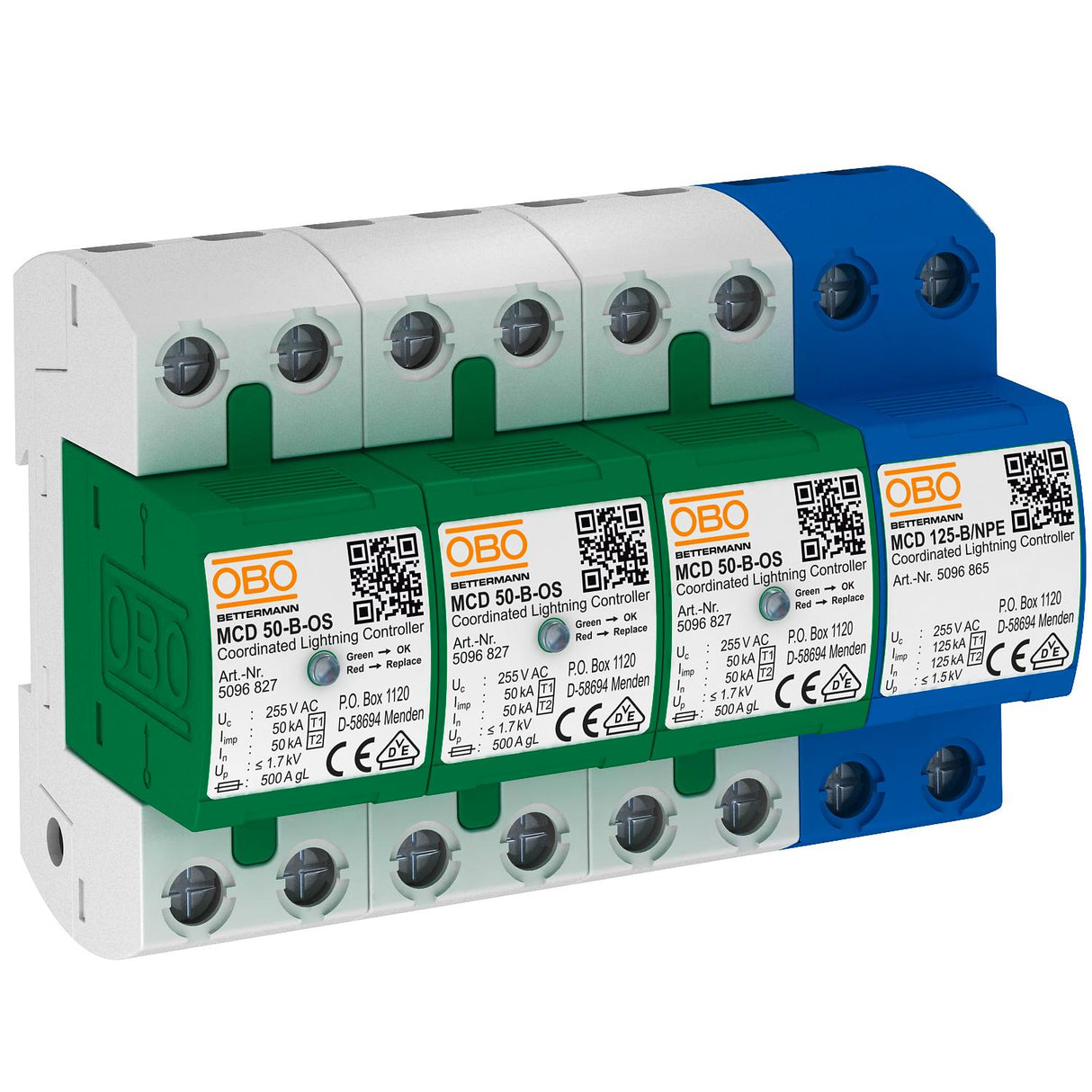 BETTERMANN Blitzstromableiter TN 230VAC TN-S TT 1,3kV 8TE TS35 25kA opt TN-C-S