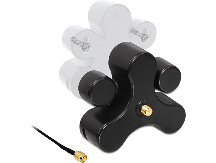 Delock Antennenfuß RP-SMA Buchse zu RP-SMA Stecker mit Anschlusskabel RG-174 1 m schwarz