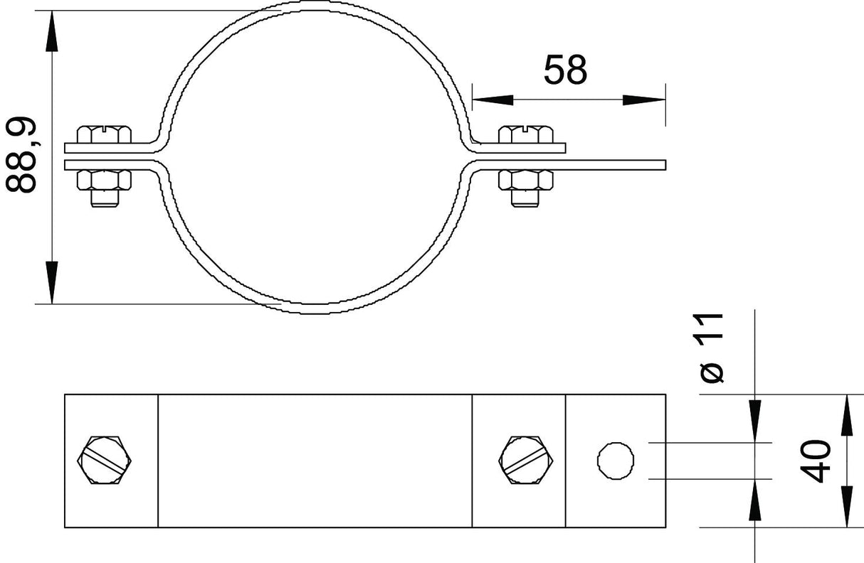 BETTERMANN Rohrschelle 88,9mm ST f/vz 303 DIN-3 11mm