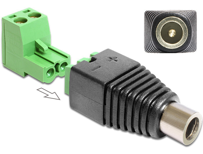 Delock Adapter DC 5,5 x 2,5 mm Buchse > Terminalblock 2 Pin 2-teilig