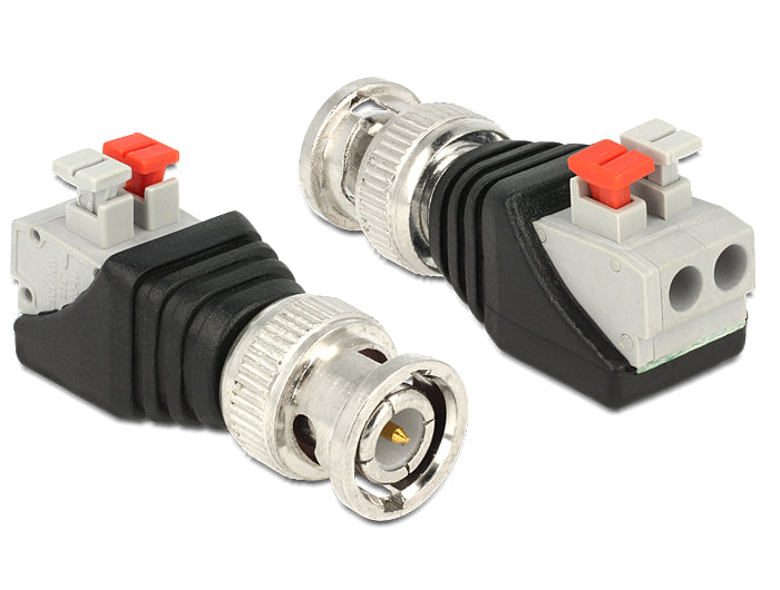 Delock Adapter BNC Stecker > Terminalblock mit Drucktasten 2 Pin