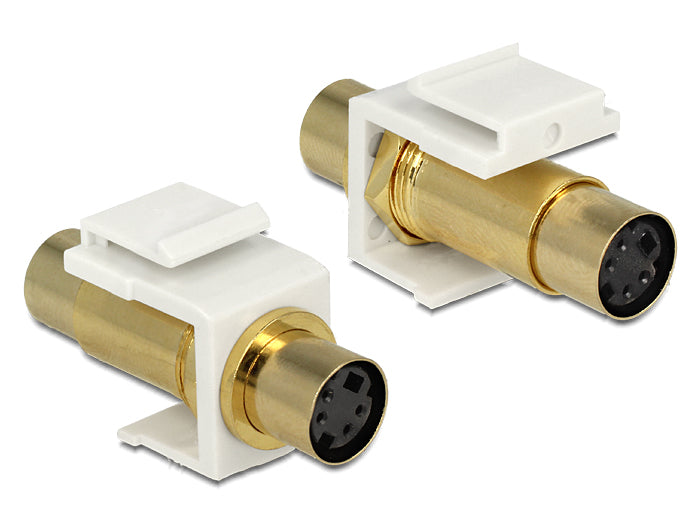 Delock Keystone Modul Mini-DIN 4 Pin Buchse > Buchse vergoldet weiß