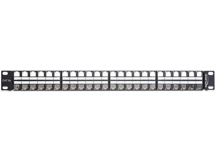 Delock 19″ Keystone Patchpanel 48 Port 1 HE schwarz