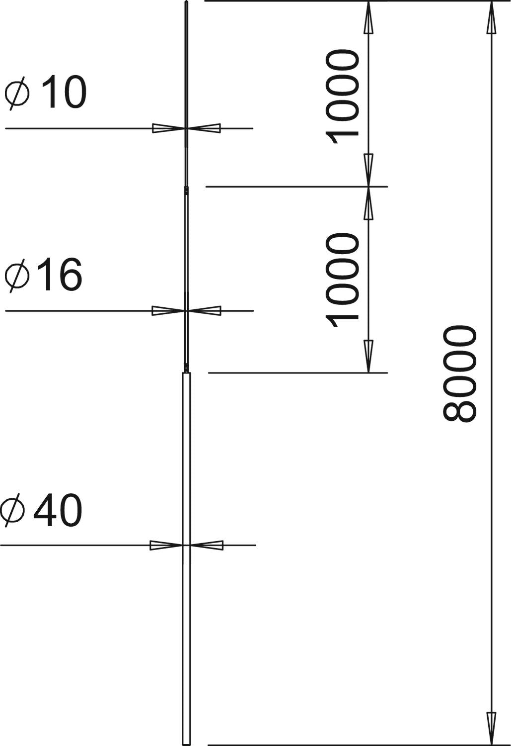 BETTERMANN Fangstange 8000mm 40mm alu 101 3B-8000 Rundleiter unbeh