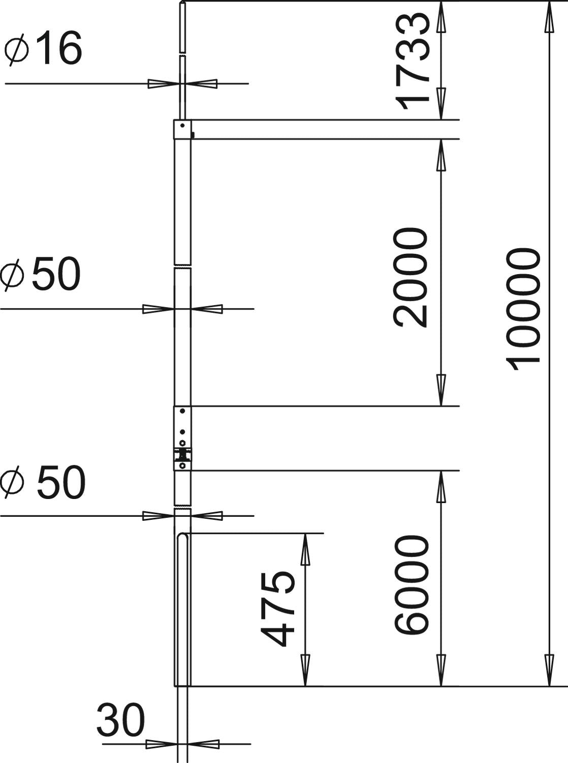 BETTERMANN Fangstange 10000mm Rundleiter isFang IN L10 GFK unbeh