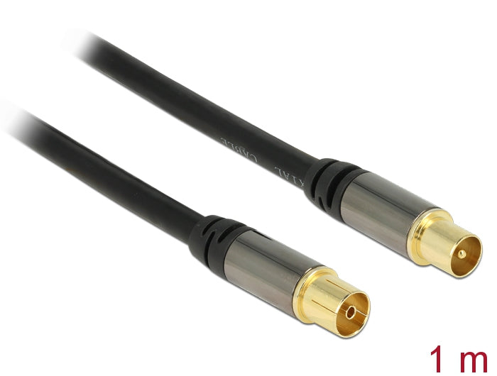 Delock Antennenkabel IEC Stecker > IEC Buchse RG-6/U 1 m schwarz
