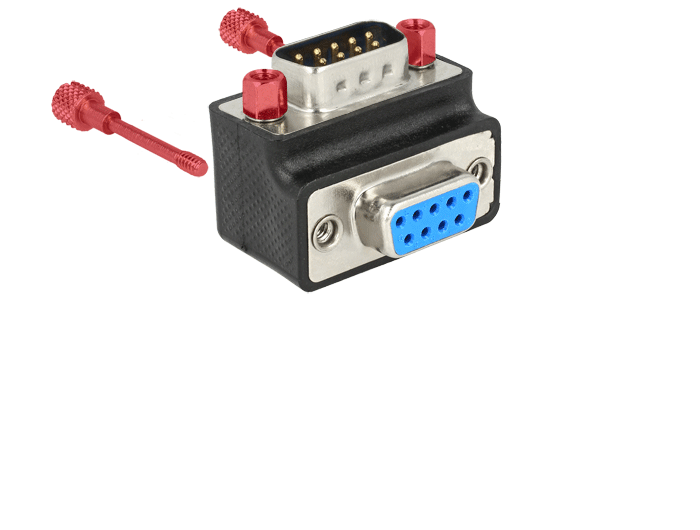 Delock D-Sub 9 Pin Stecker > Buchse 270° gewinkelt Mutter und Schraube tauschbar