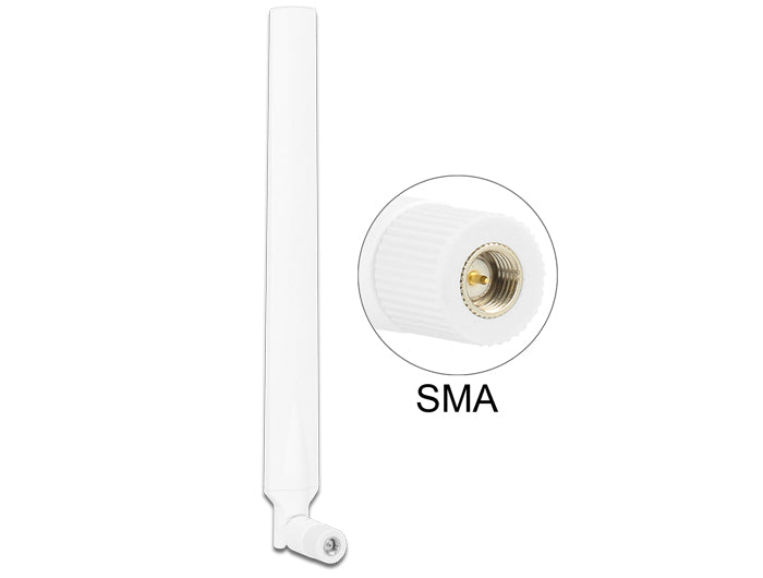 Delock LTE Antenne SMA Stecker 0 - 4 dBi omnidirektional drehbar mit Kippgelenk weiß
