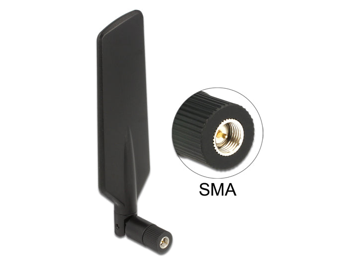 Delock LTE Antenne SMA Stecker 0,5 - 3 dBi omnidirektional drehbar mit Kippgelenk schwarz
