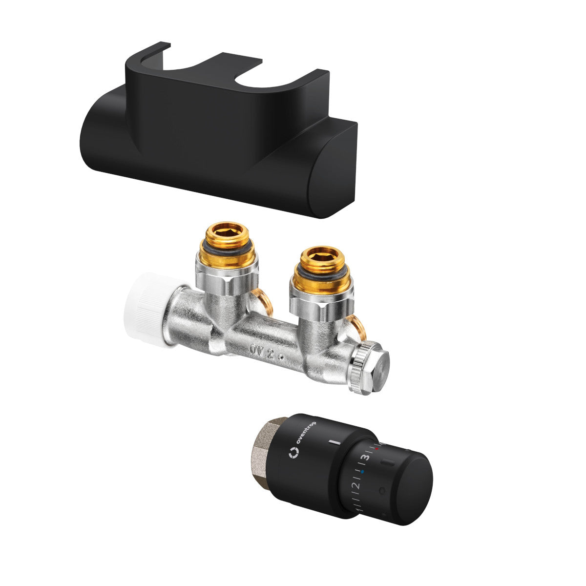 OVENTROP-Set mit Multiblock T Eck/Uni SH - für Heizkörperanschluss G1/2, IG schwar., 1184484