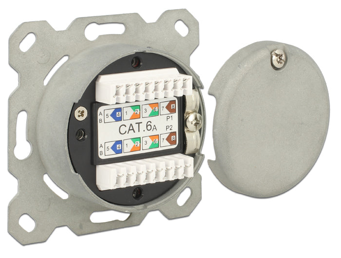 Delock Netzwerk Anschlussdose Unterputz 2 Port RJ45 Cat.6A LSA