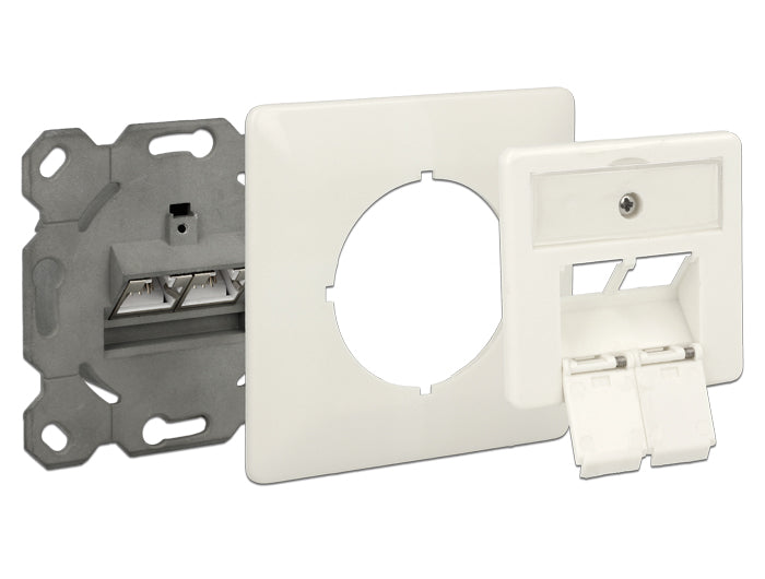 Delock Netzwerk Anschlussdose Unterputz 2 Port RJ45 Cat.6A LSA