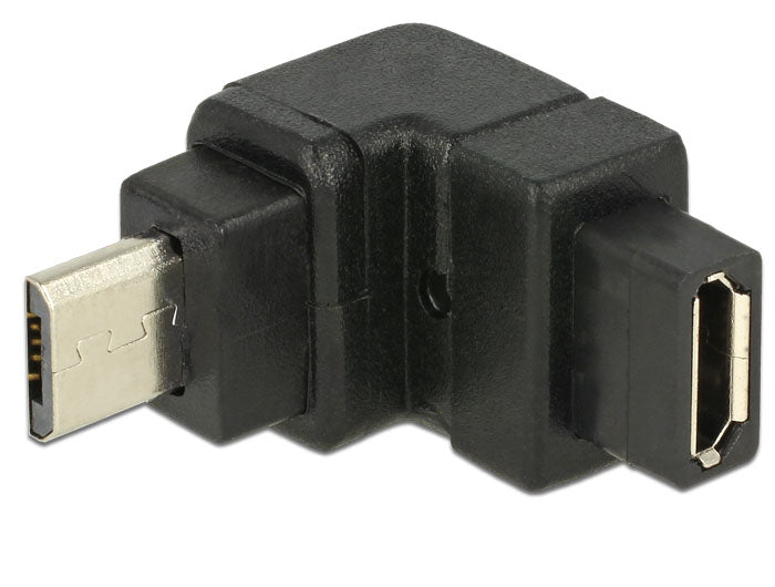 Delock Adapter USB 2.0 Micro-B Stecker > USB 2.0 Micro-B Buchse gewinkelt oben