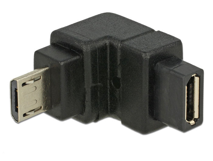 Delock Adapter USB 2.0 Micro-B Stecker > USB 2.0 Micro-B Buchse gewinkelt unten