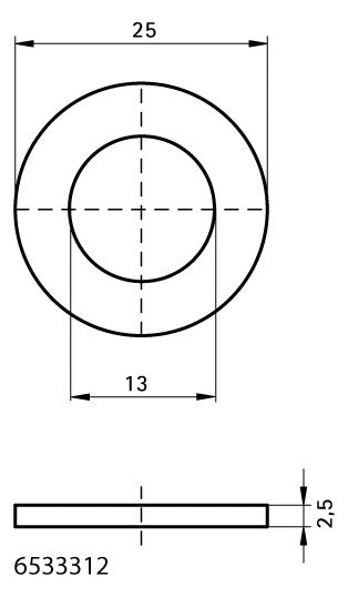 WALRAVEN Unterlegscheibe flach ev 25x2,5 / Loch 13,0 - MLAR - für 38x40