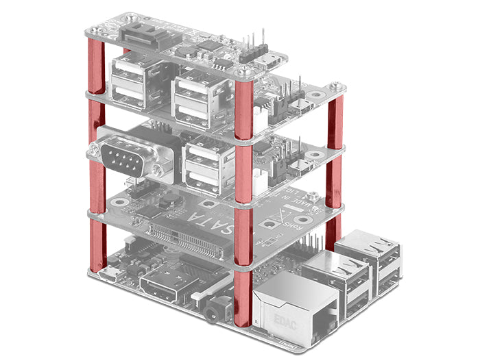 Delock Befestigungsset M2.5 Abstandhalter 6-Kant Innen/Innen 10 mm für Raspberry Pi