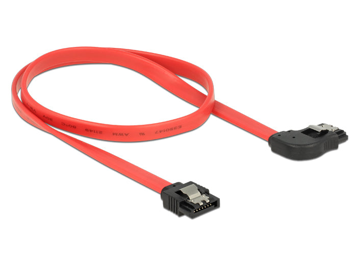 Delock SATA 6 Gb/s Kabel gerade auf rechts gewinkelt 50 cm rot