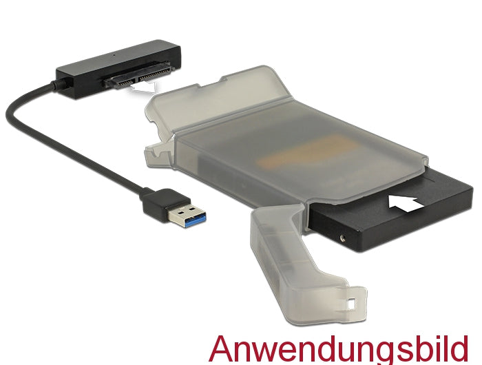 Delock Konverter USB 5 Gbps Typ-A Stecker > 22 Pin SATA 6 Gb/s mit 2.5″ Schutzhülle